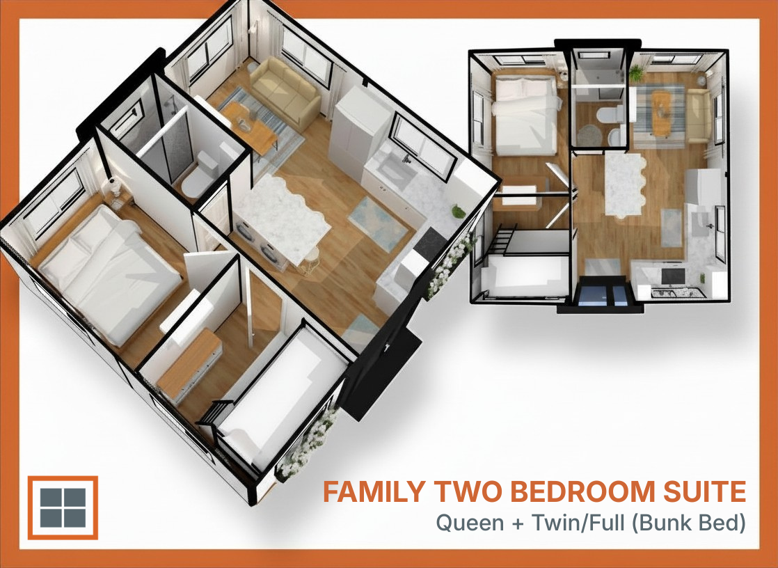 Family Two Bedroom Suite 3D floor plan