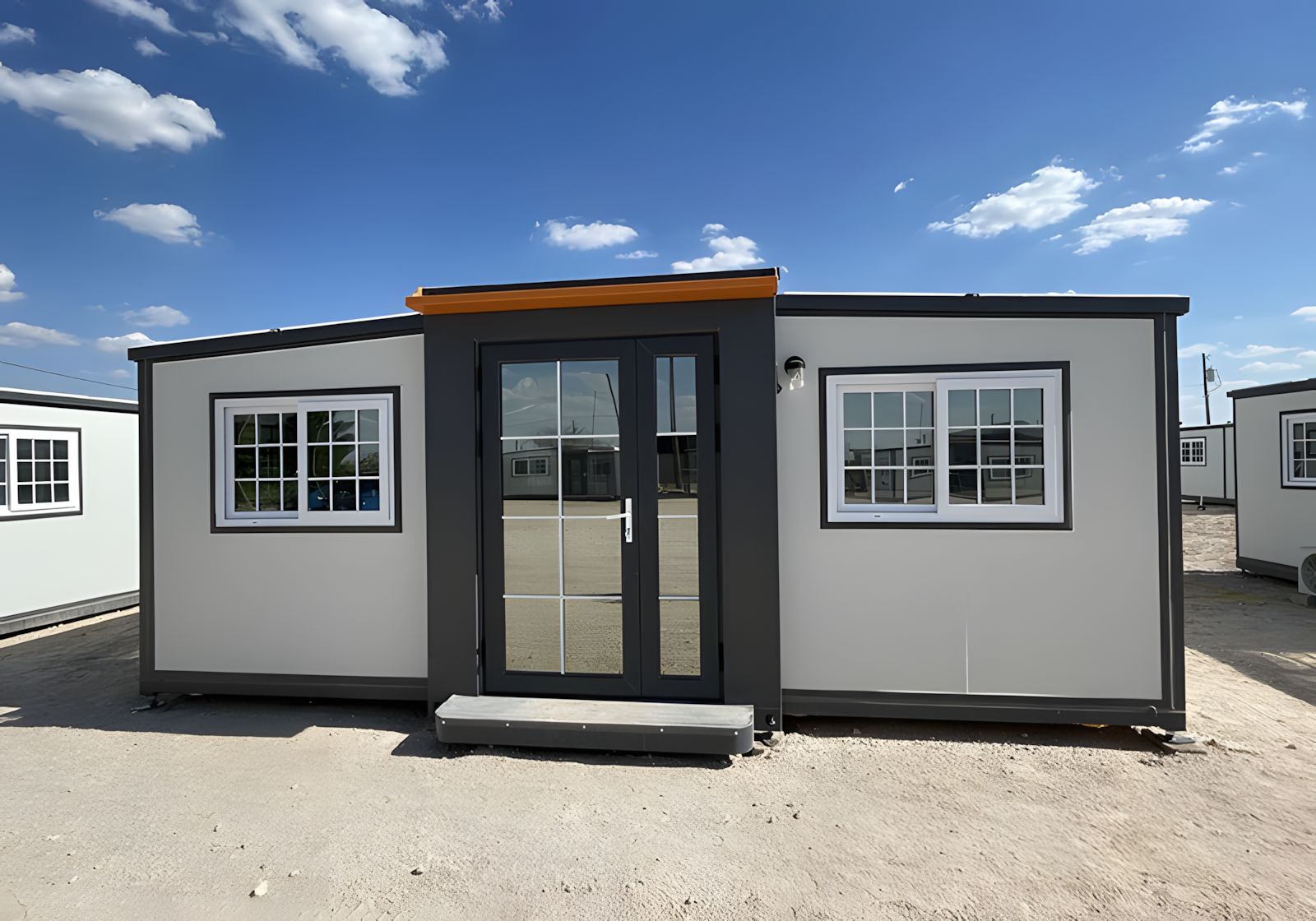 Exterior of a Box Villages Pecos studio suite in Pecos, Texas